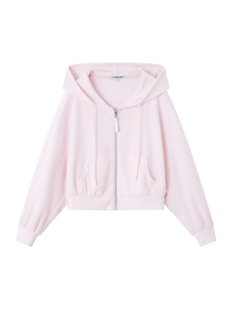 Waffle Hoodie Shorts Vest Set