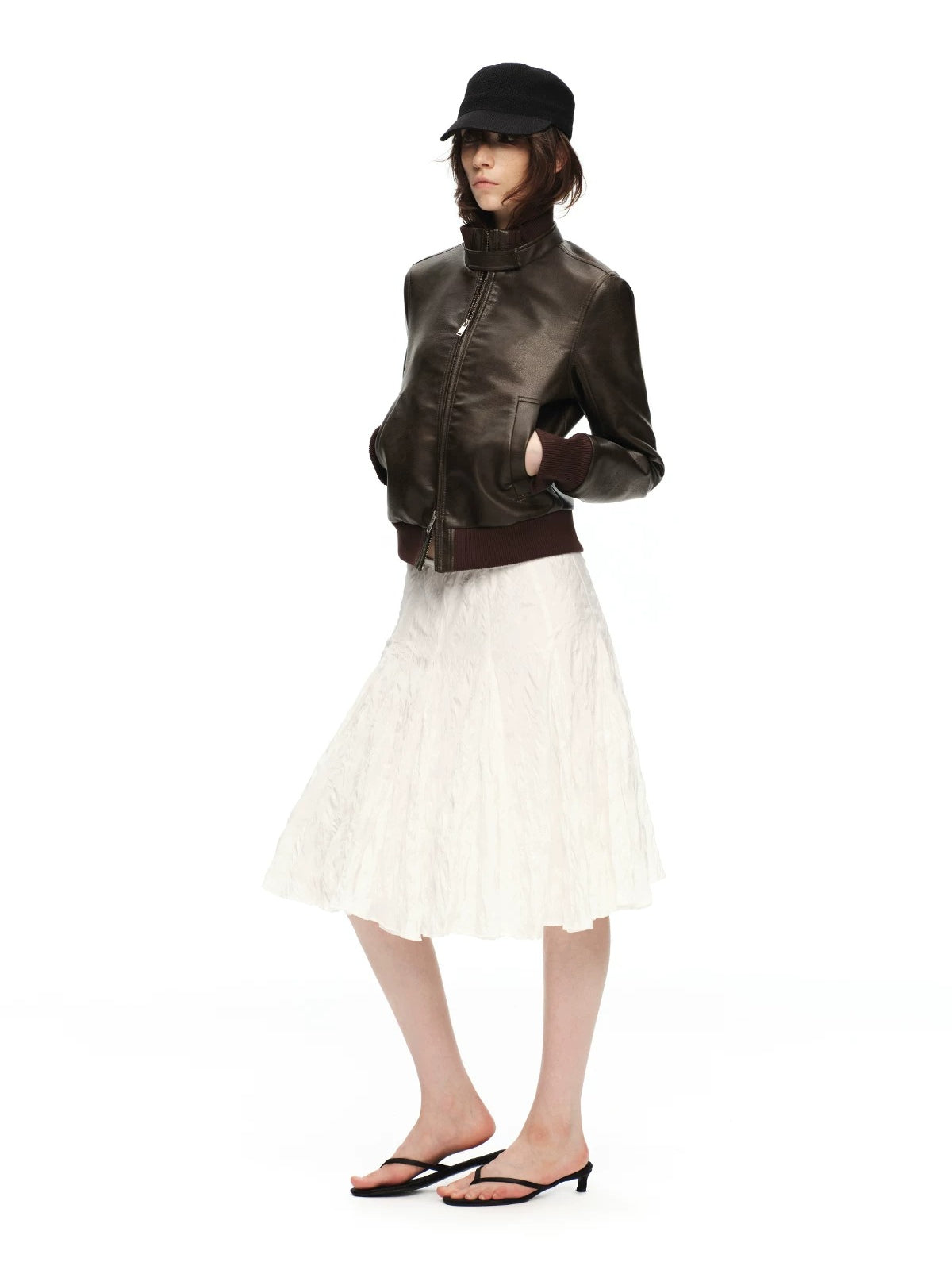 Crinkled A-Line Skirt
