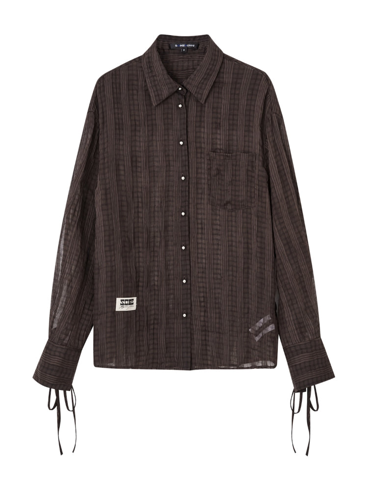 Plaid Sheer Mesh Shirt Jacket