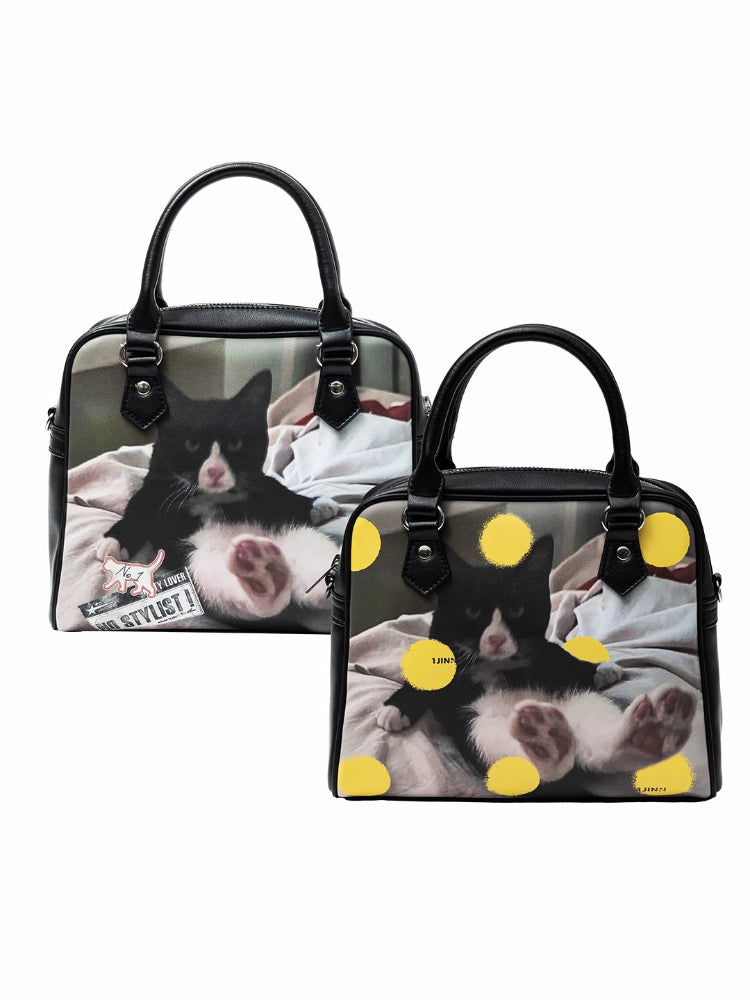 Classic Cat & Dog Boston Handbag