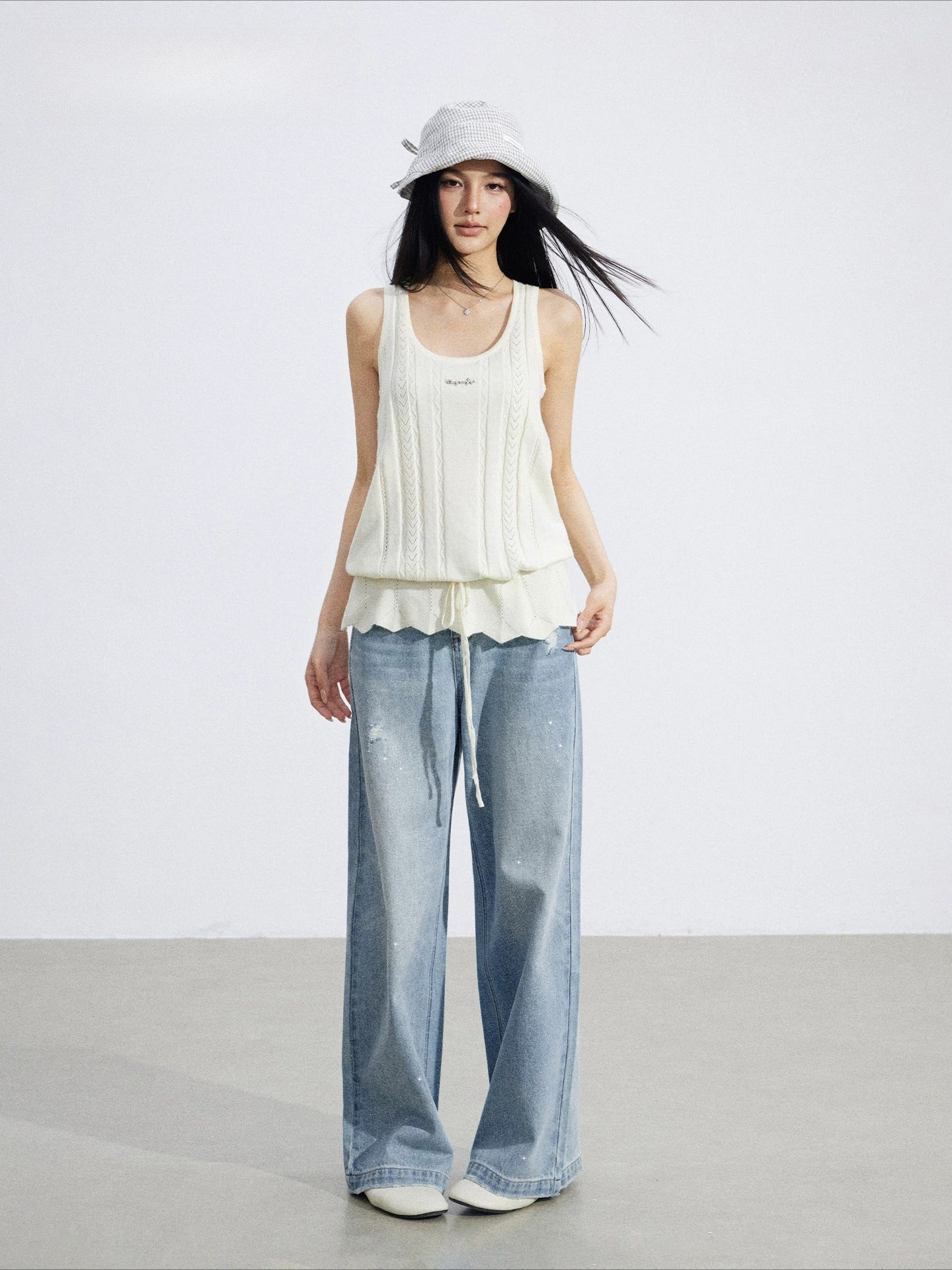 Drawstring Knit Vest