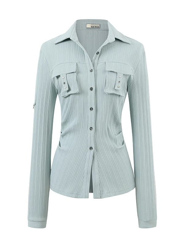 Striped Fitted Cinched-waist Shirt