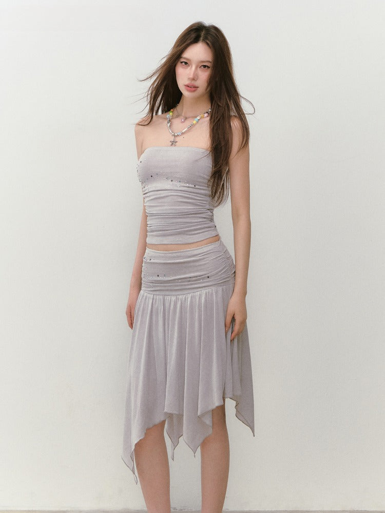 Star Beaded Ruffled Bandeau & Skirt Set