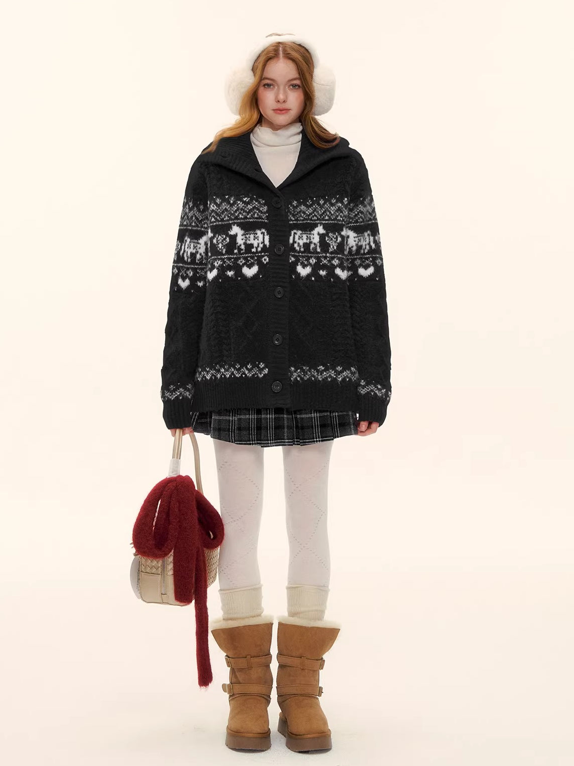 Fair Isle Pony Knit Cardigan