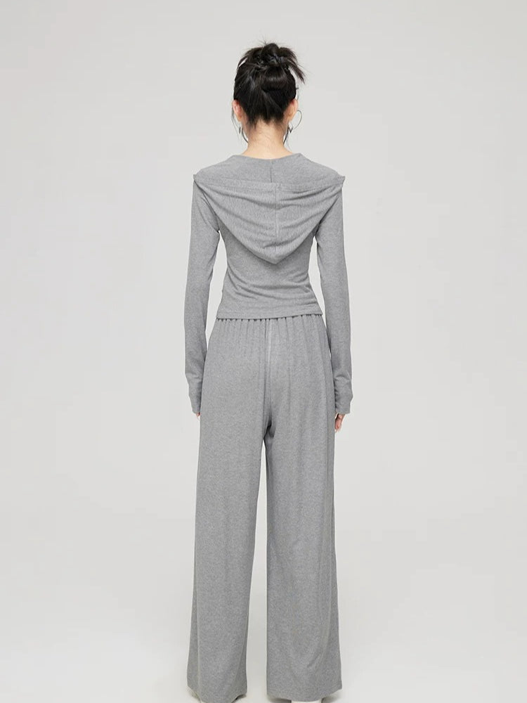 Pleated Knit Cropped Top & Pants Set