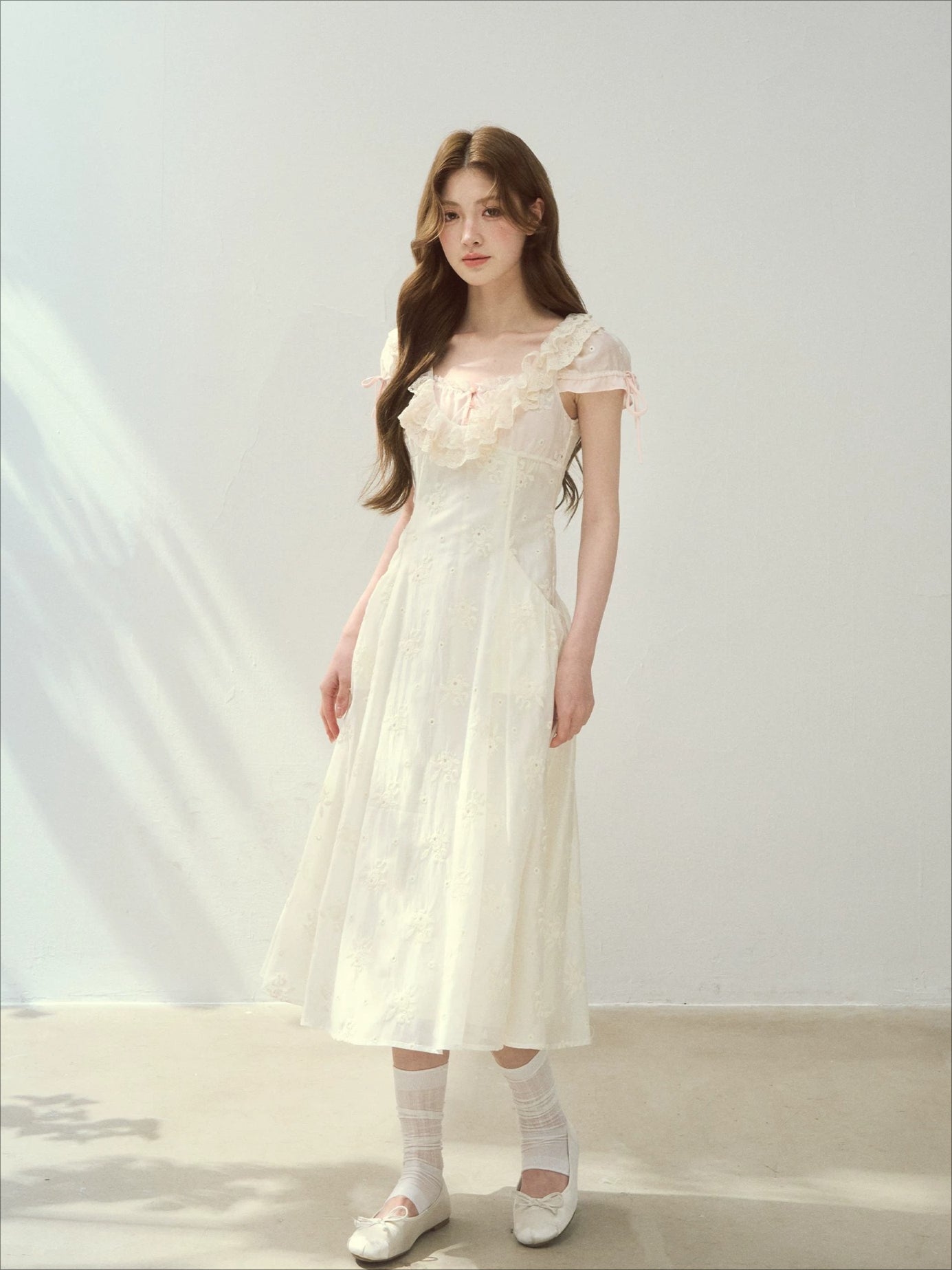 Rose Embroidery Square Neck Dress