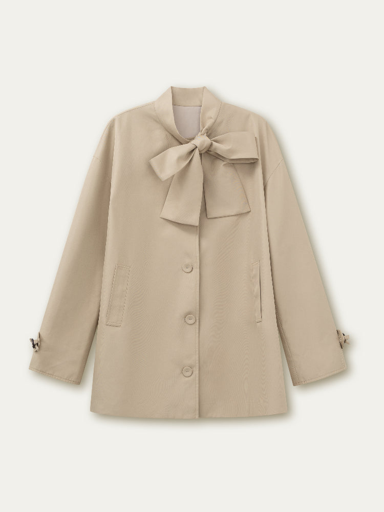 Khaki Bow Trench Coat