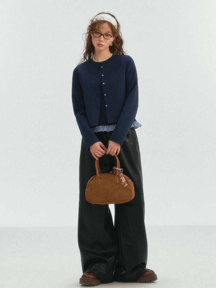 Fake Two-piece Round Neck Lace Top