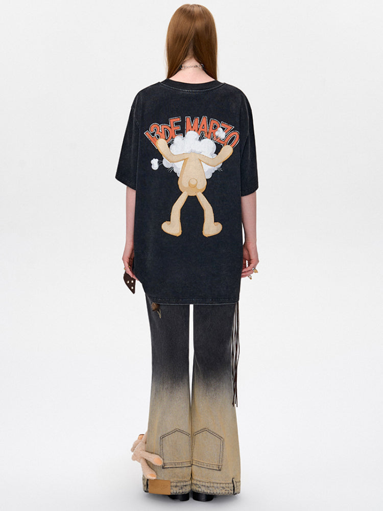 Illustrated Bear Short-Sleeve Cotton T-Shirt