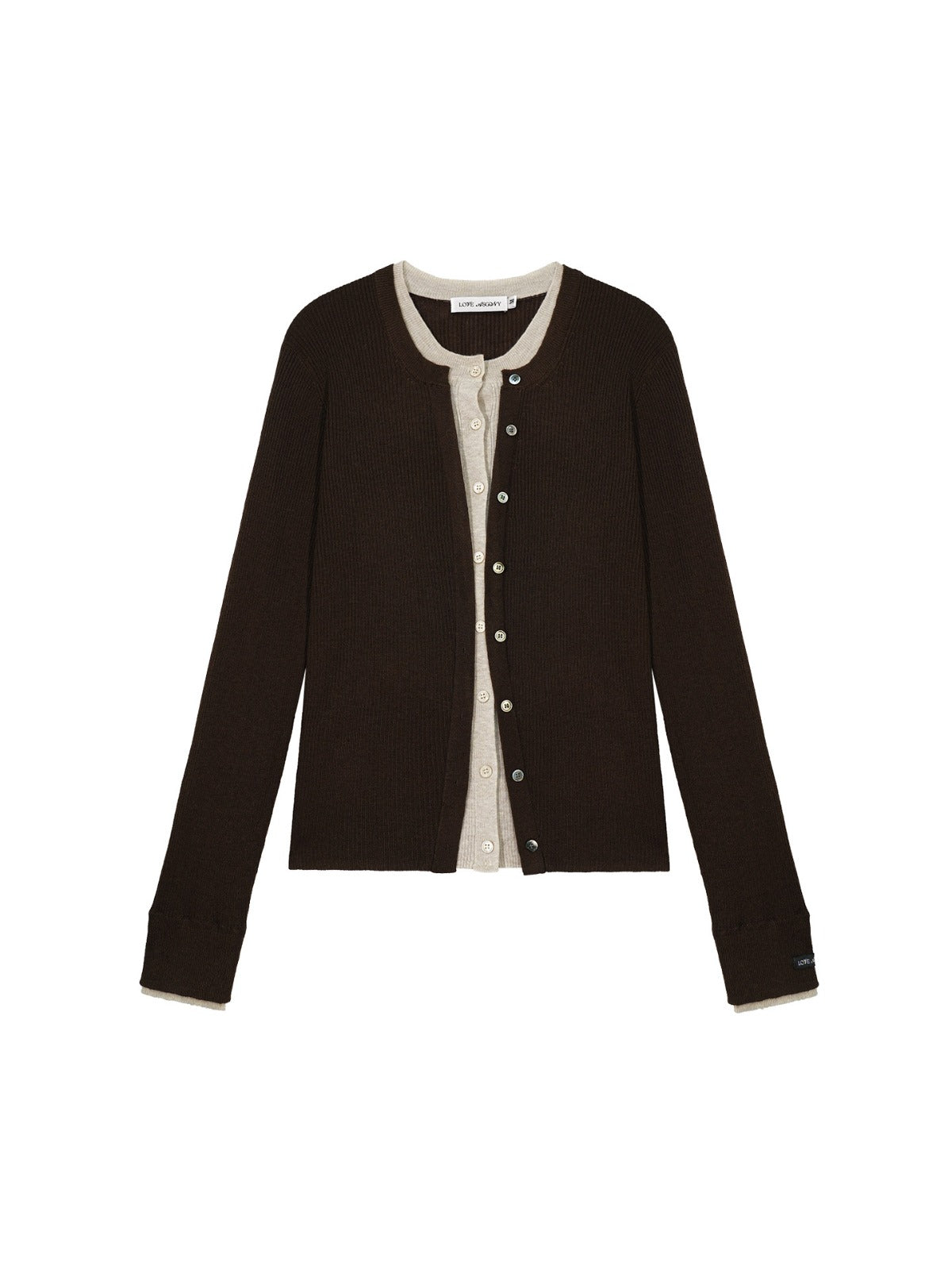 Contrast Layered Wool Blend Cardigan