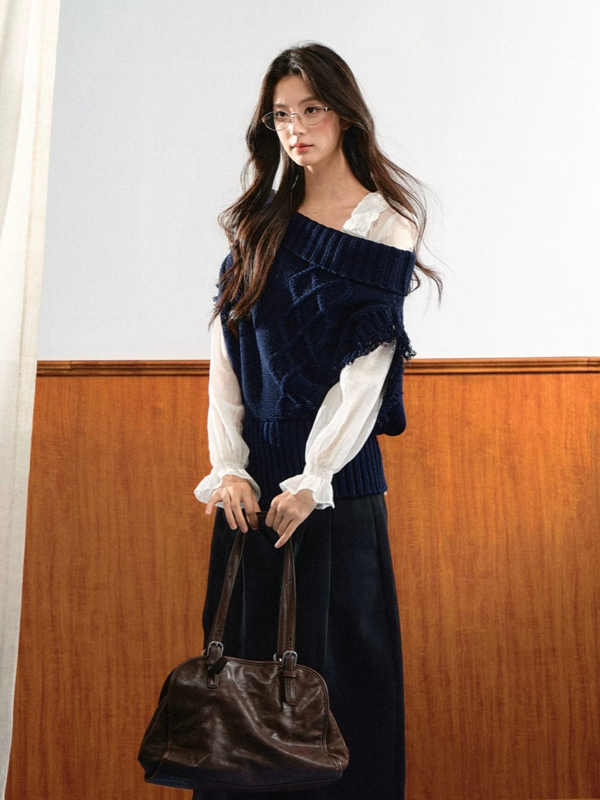 Asymmetric Ribbed Knit Vest