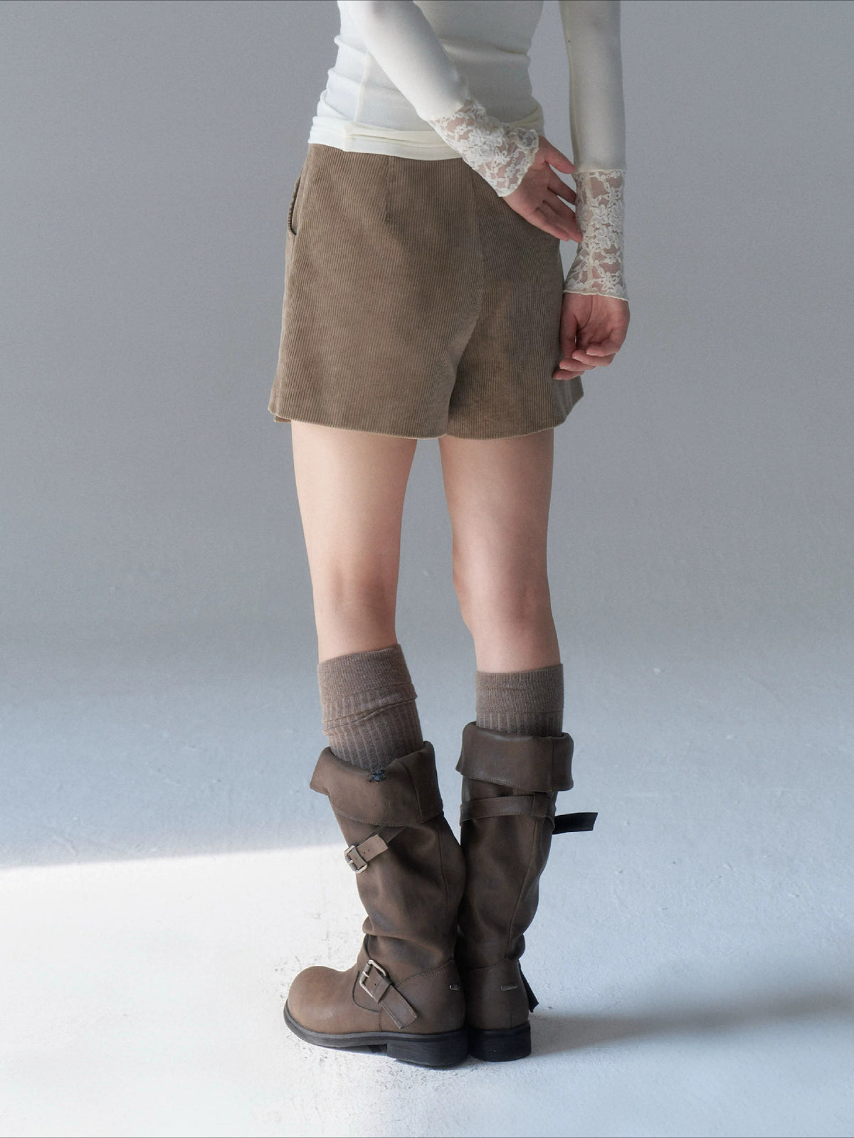 Oat Gray Corduroy Mini Skirt