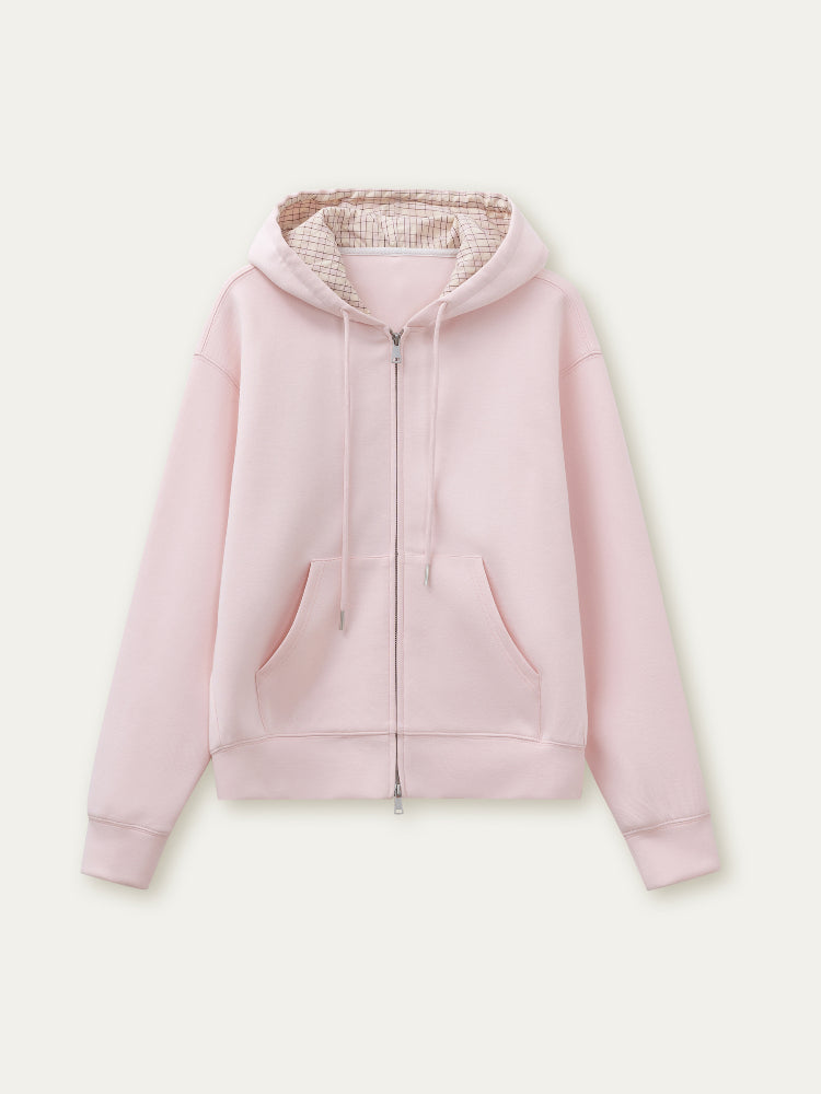 Pink Checkered Little Angel Hoodie & Skirt Set