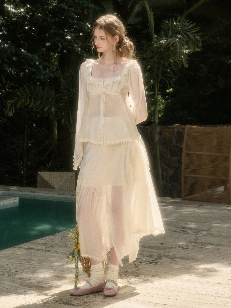 Tencel Air Fabric Shirt & Skirt Set