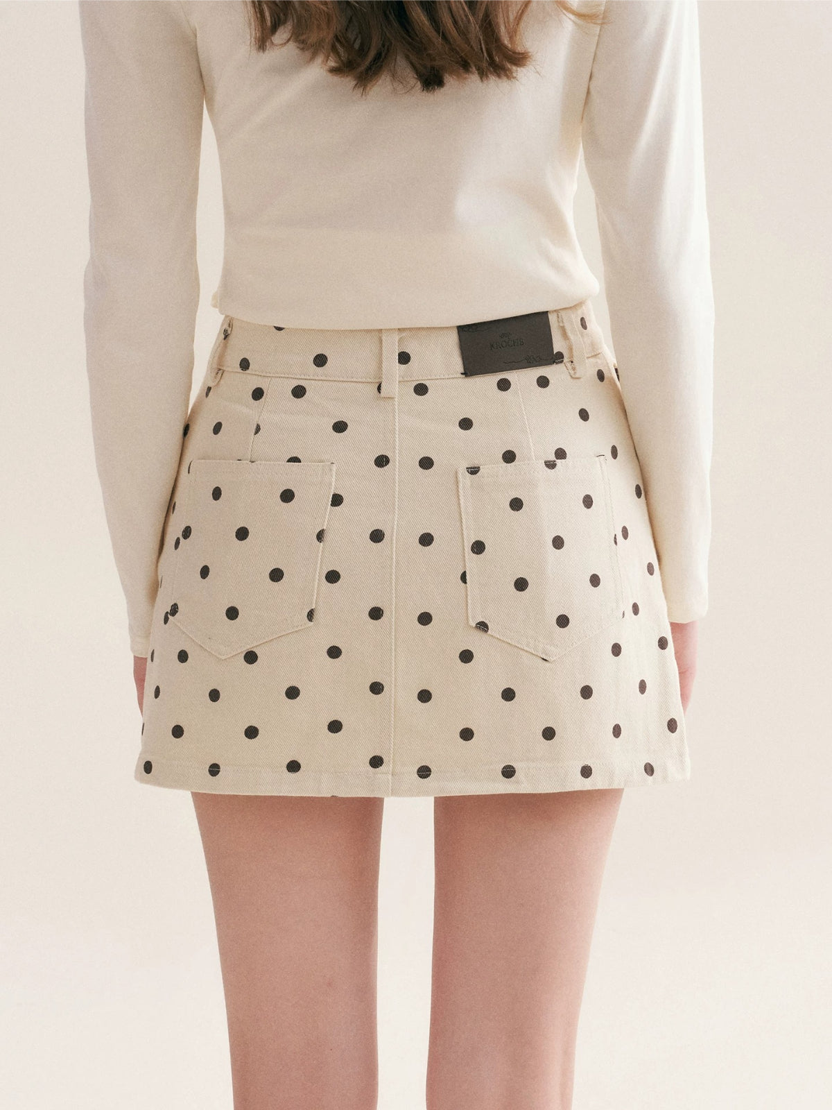 Polka Dot Denim Skirt