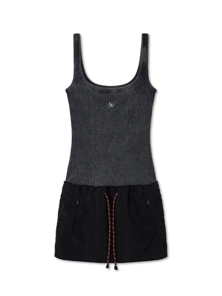 Gray Washed U-Neck Dress