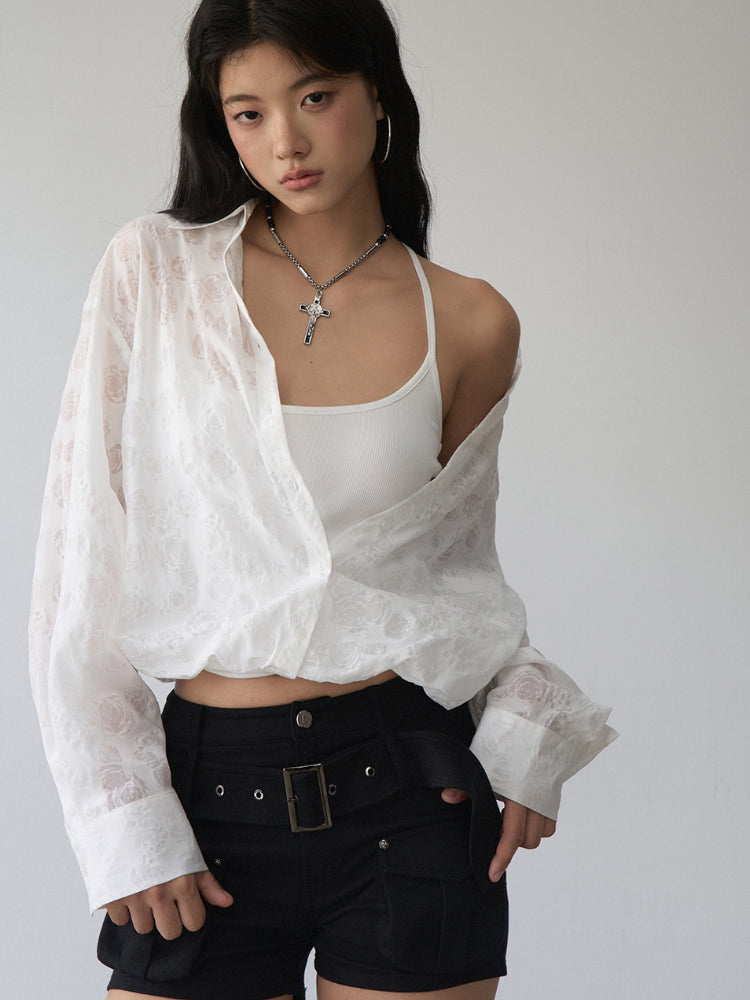 Two-piece Look Checked Long-sleeve Shirt