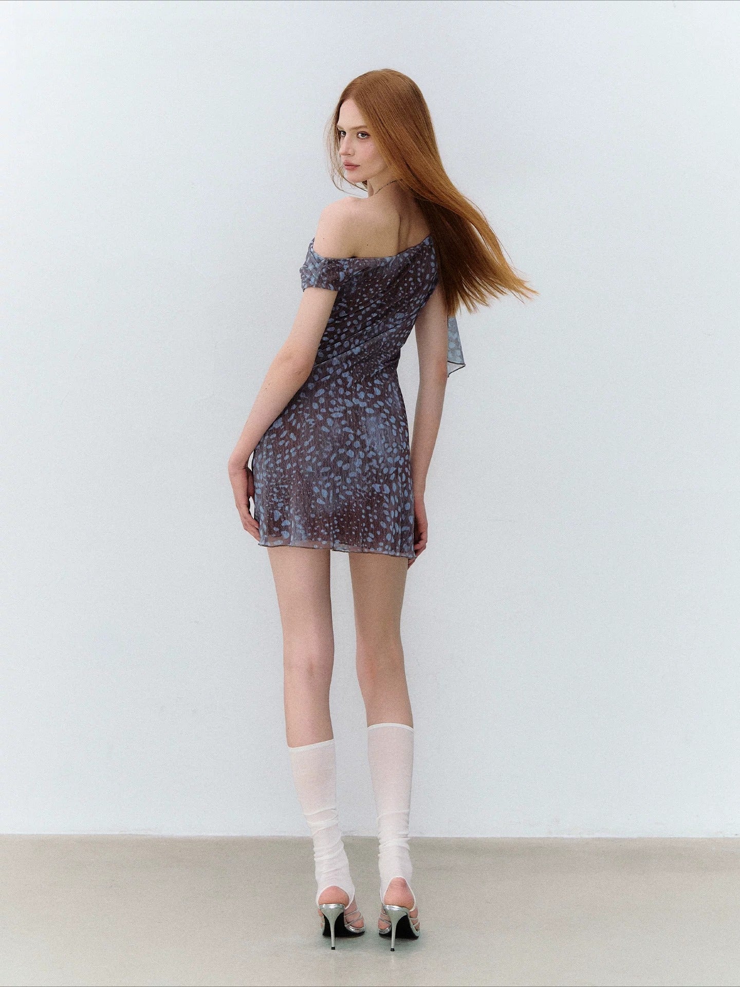 Cold Mist Asymmetric Mesh Dress
