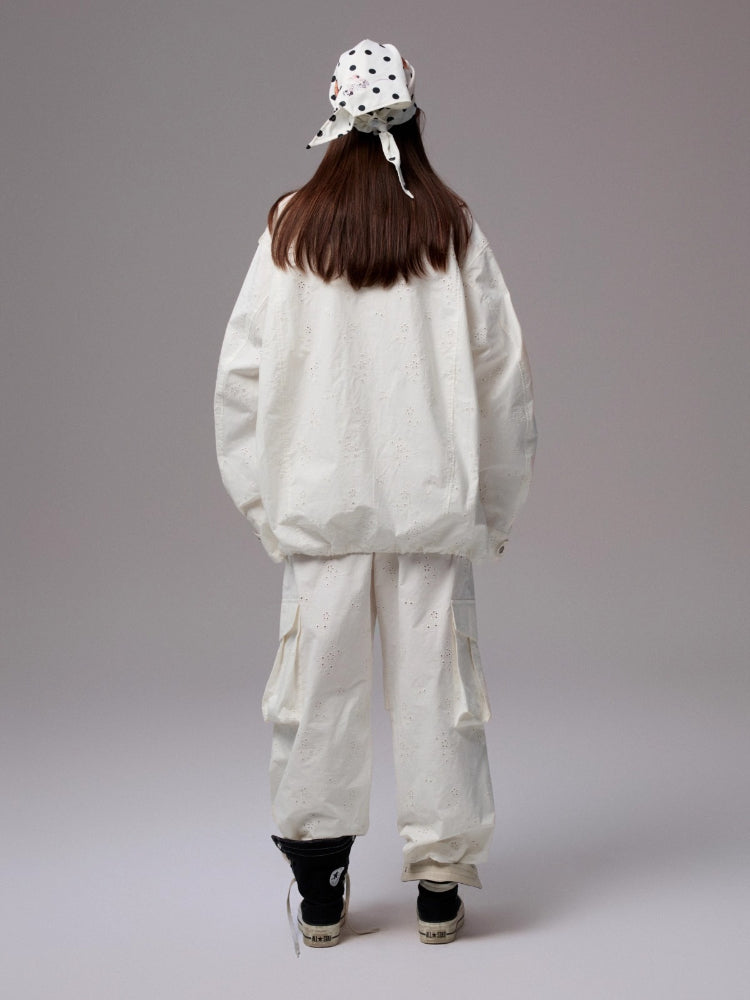 Jacquard Embroidered Multi-pocket Cargo Pants