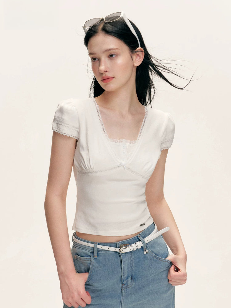 Lace V Neck Tee