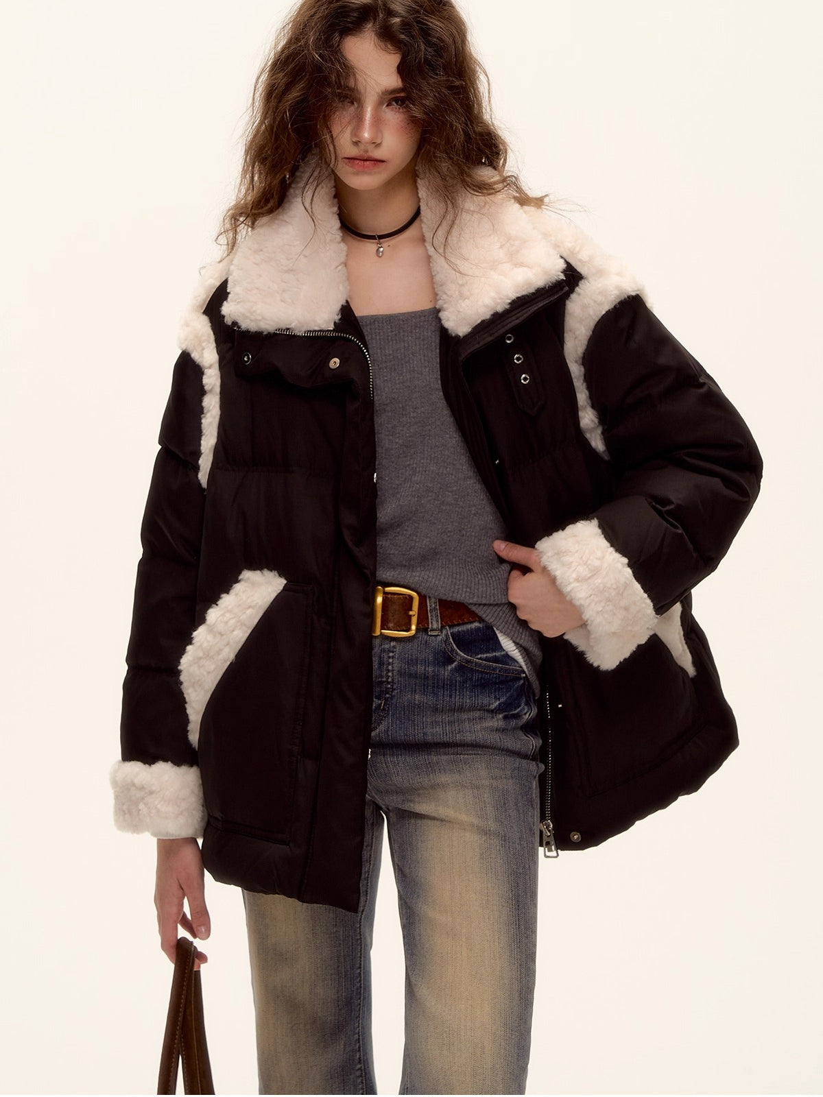 Sherpa Panel Down Jacket