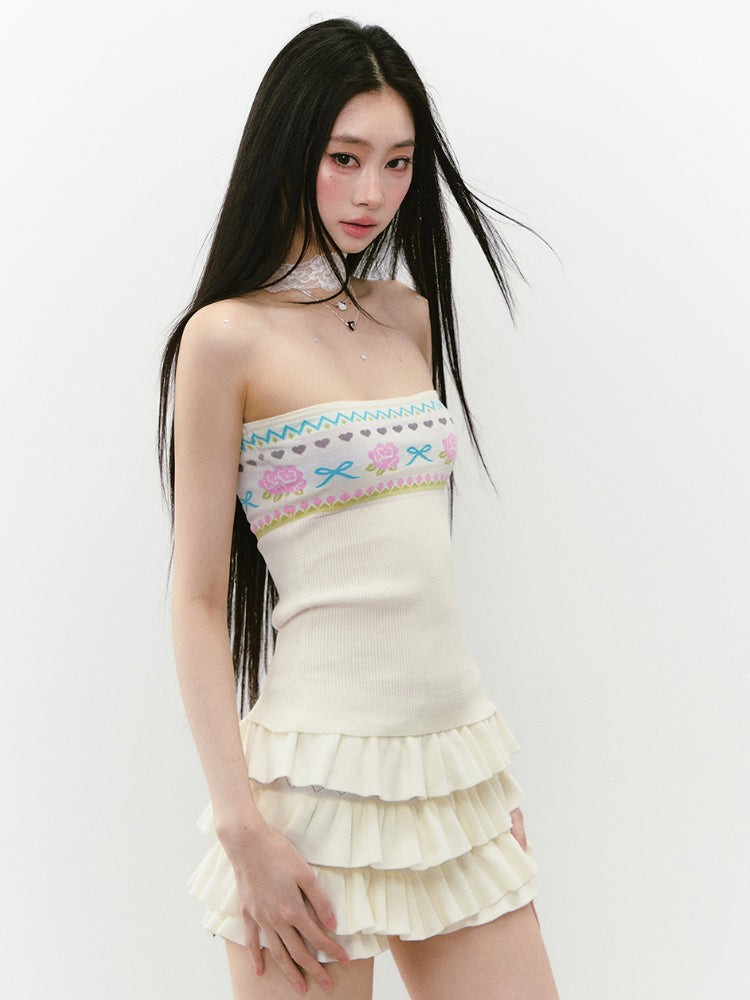 Floral Lace Off-Shoulder Bustier Vest