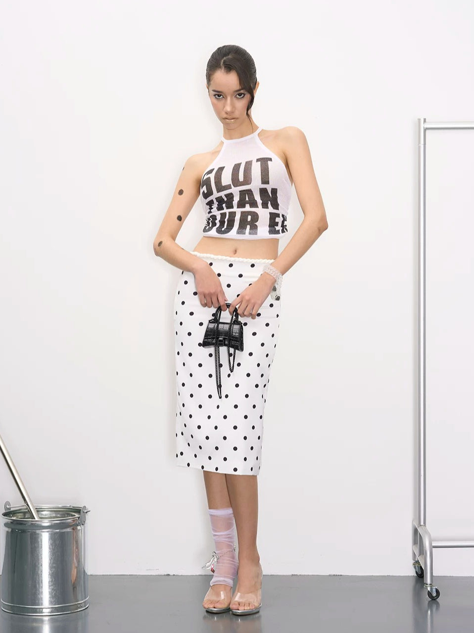 Letter Print Halter Knit Dress