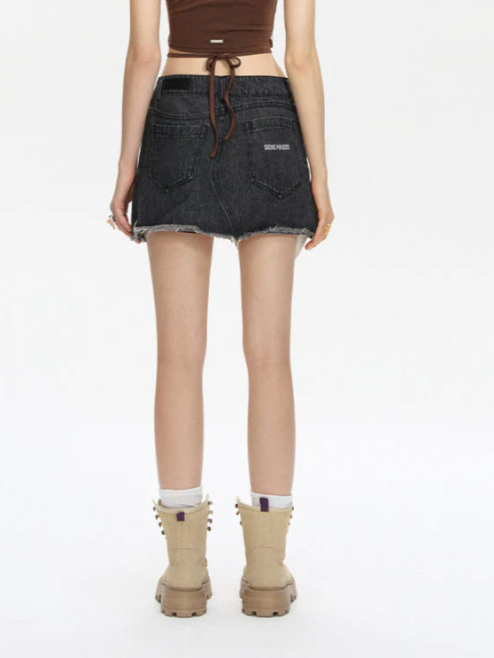 Bear Curved Denim Skirt