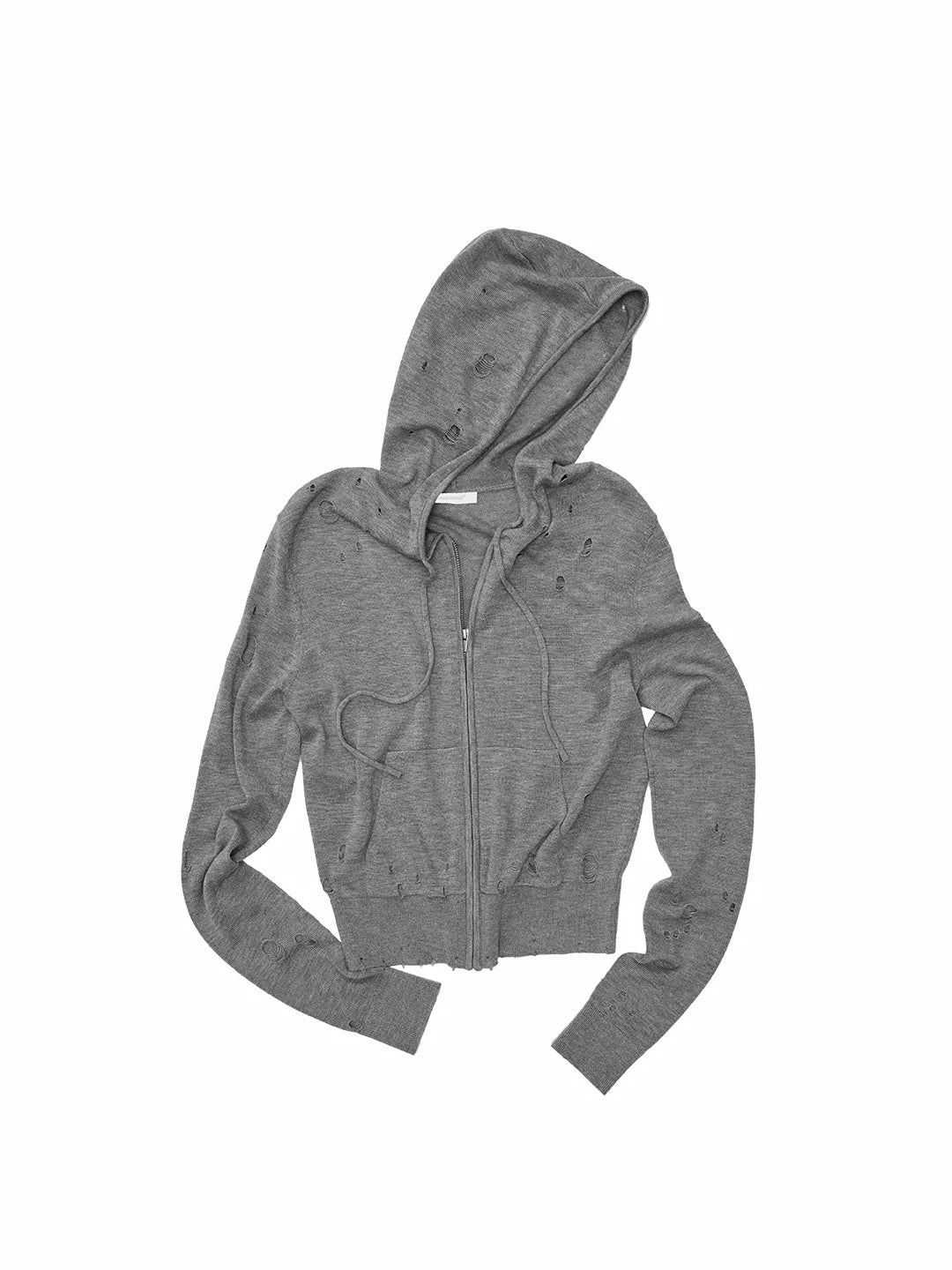Distressed Hooded Knit Cardigan