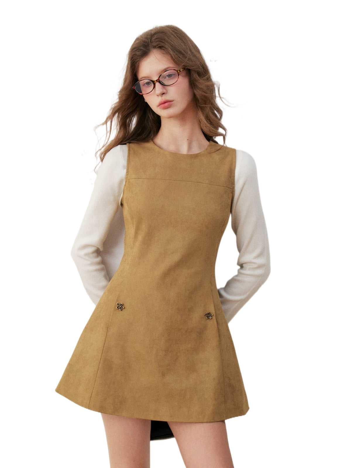 Suede A-Line Mini Dress