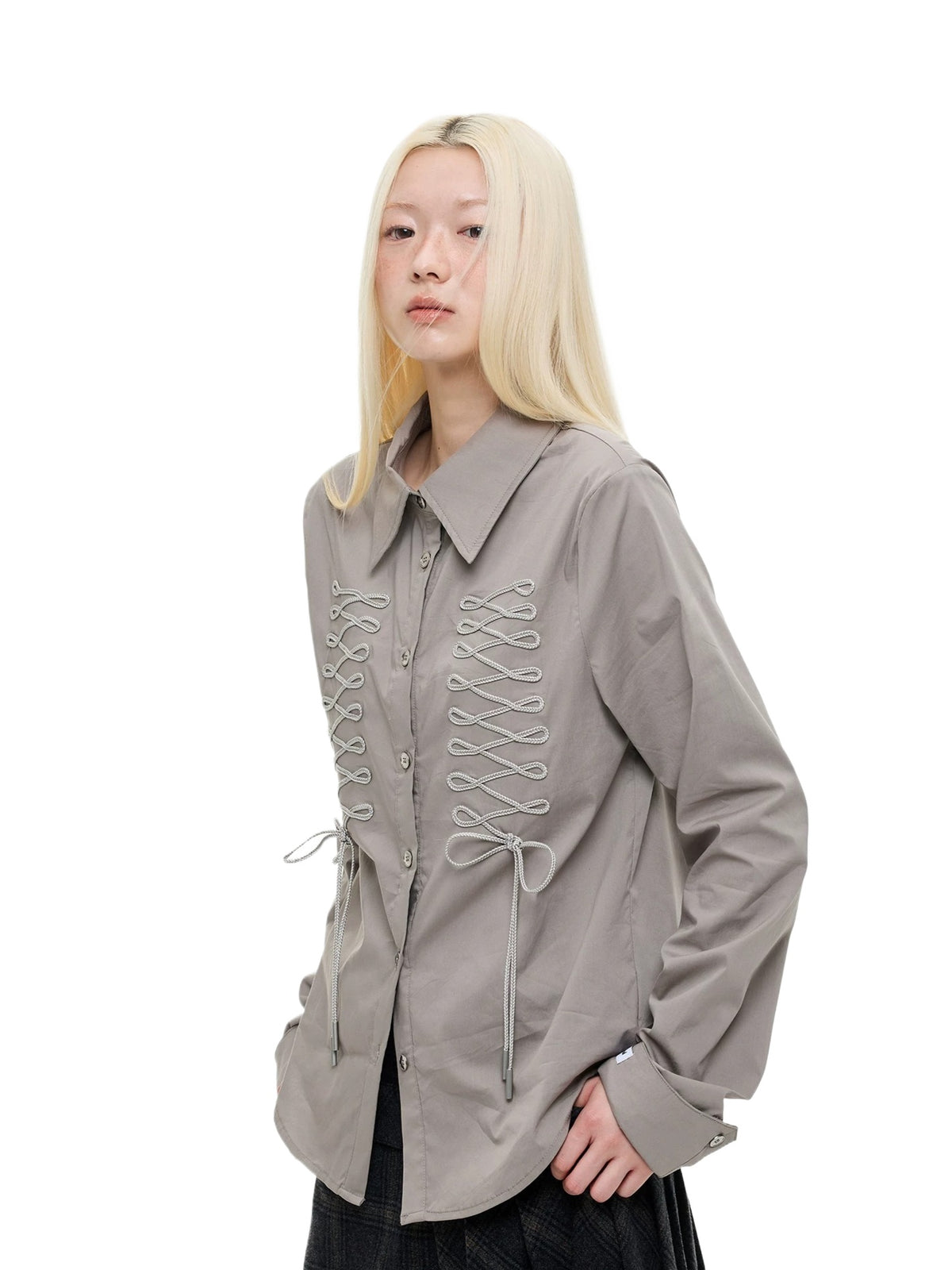 Lace-Up Bow Detail Relaxed Shirt