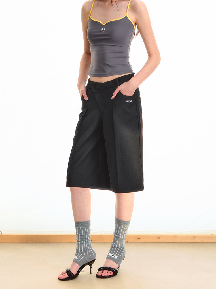 Black Low-Waist Bermuda Shorts