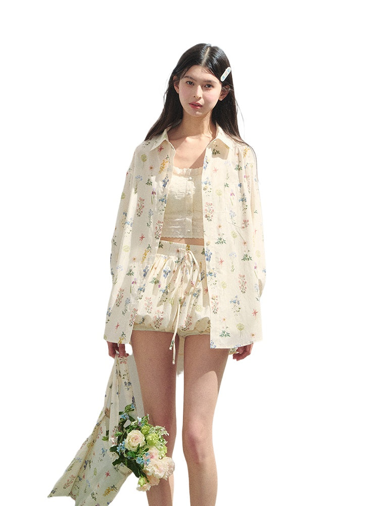 Floral Print Vacation Vibe Shirt & Skirt Set