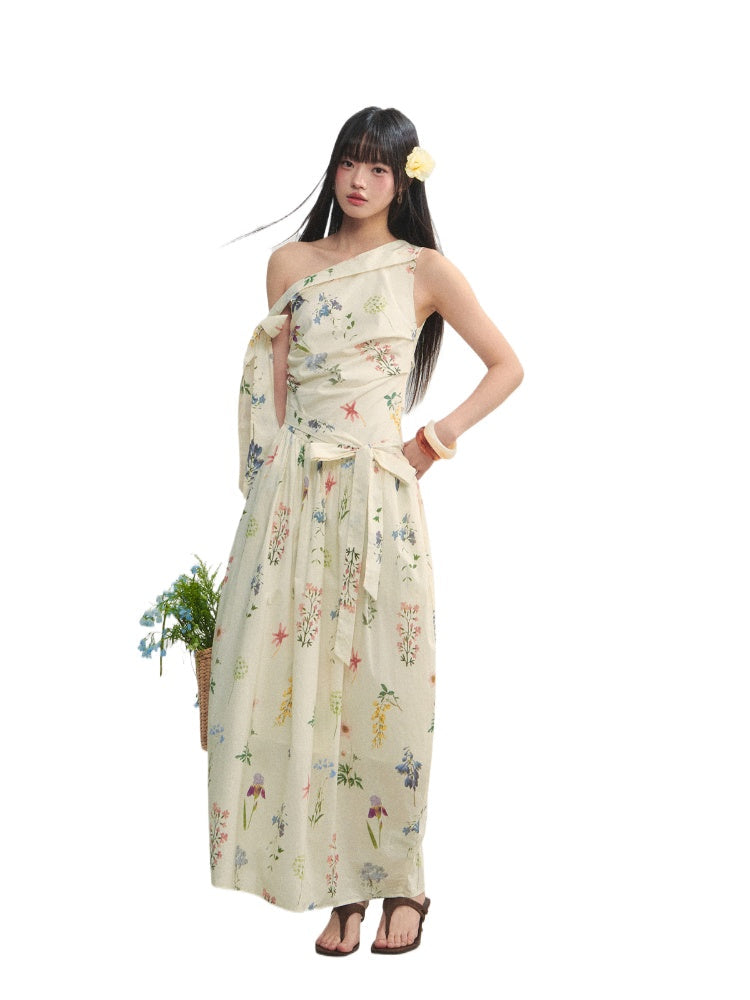 Off-the-Shoulder Bow Flower Bud Dress