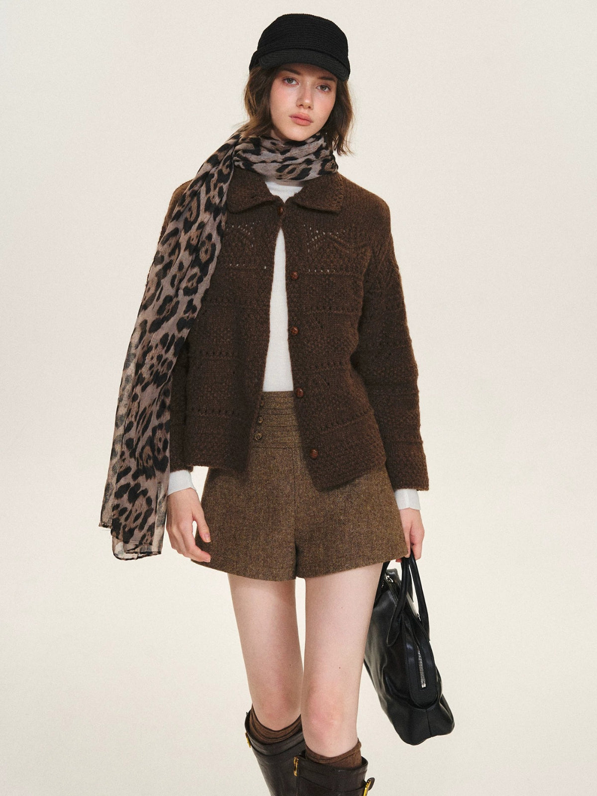 Handcrafted Wool Crochet Collar Cardigan