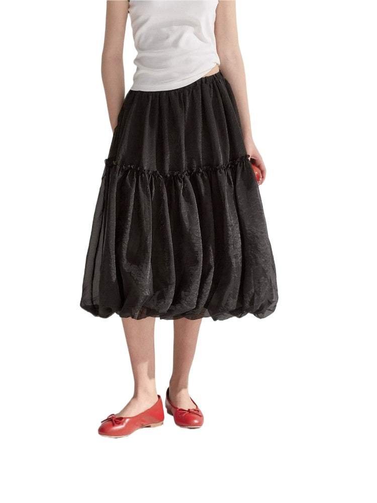 Bubble Hem Midi Skirt