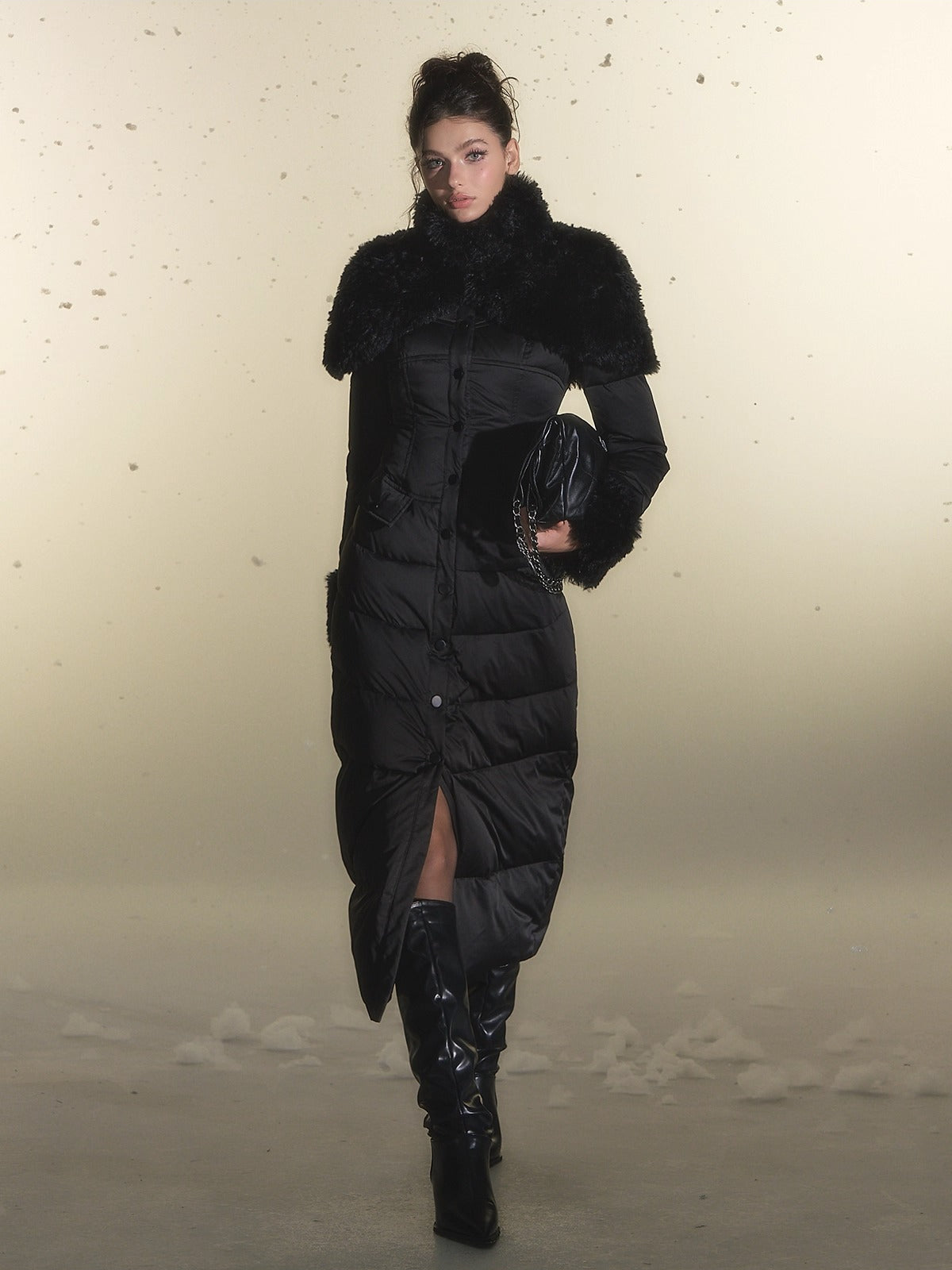 White Duck Down Waist-Coated Long Down Jacket