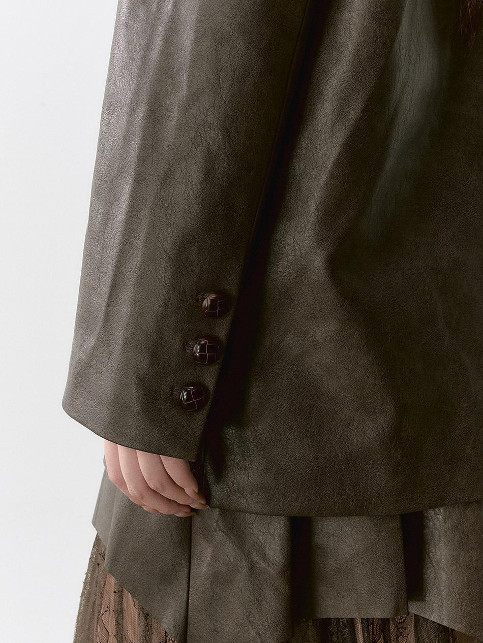 Structured Laced Leather Blazer