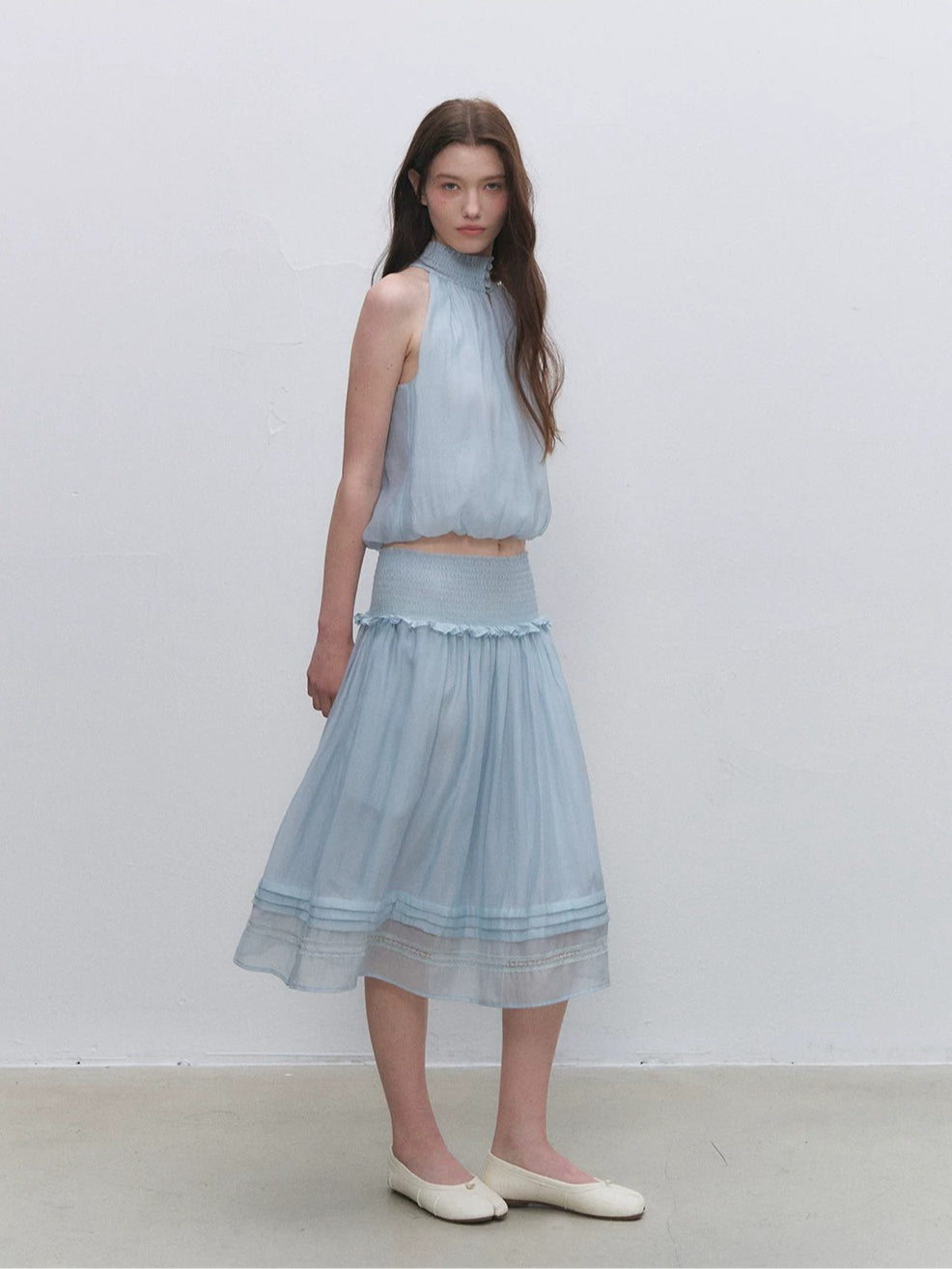 Lyocell Bubble Halter Top & Skirt Set