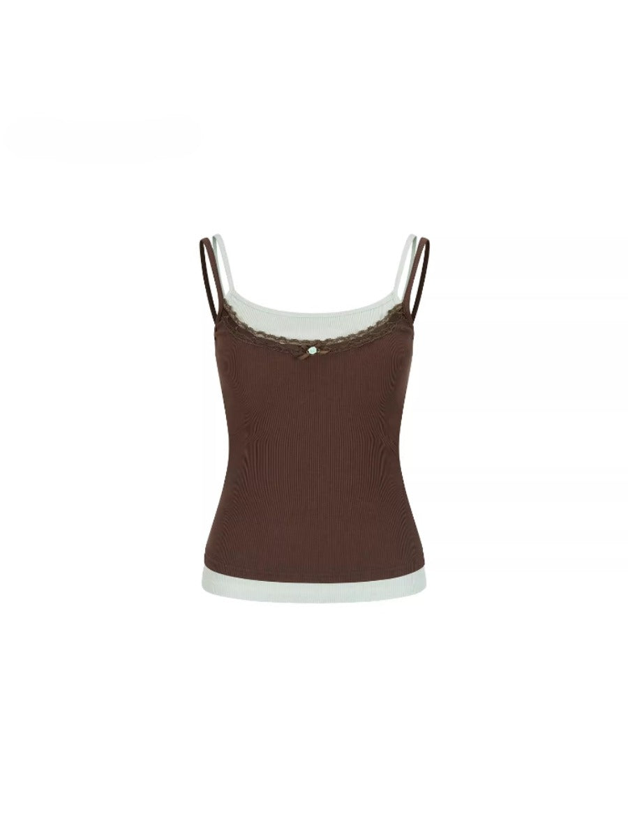 Contrast Lace Strap Tank