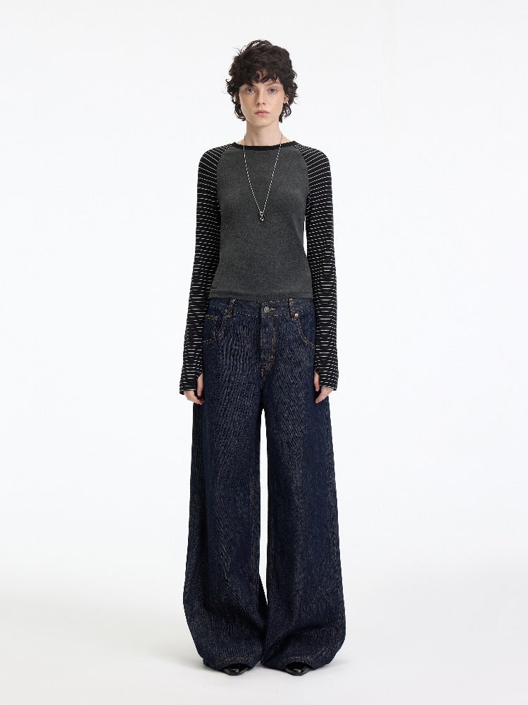 Contrast Raglan Slim Top