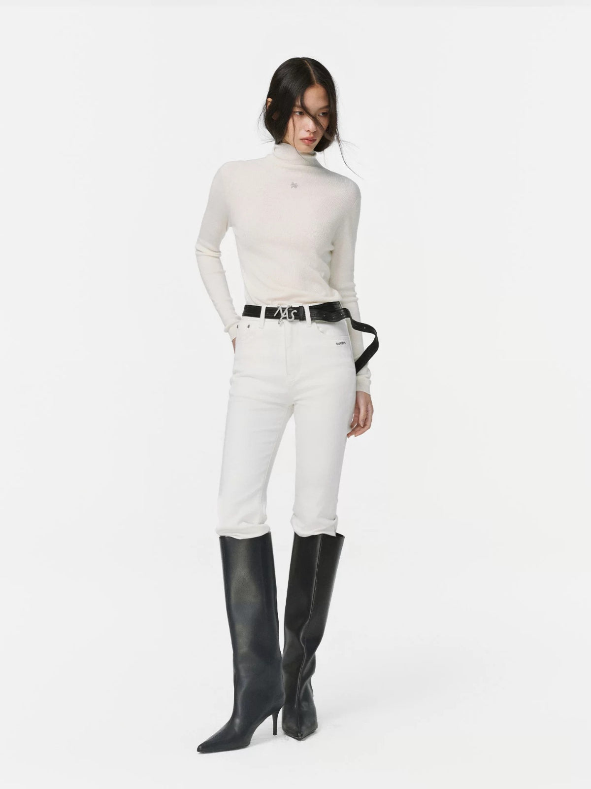 Cloud Fir Wool Turtleneck Knit Top