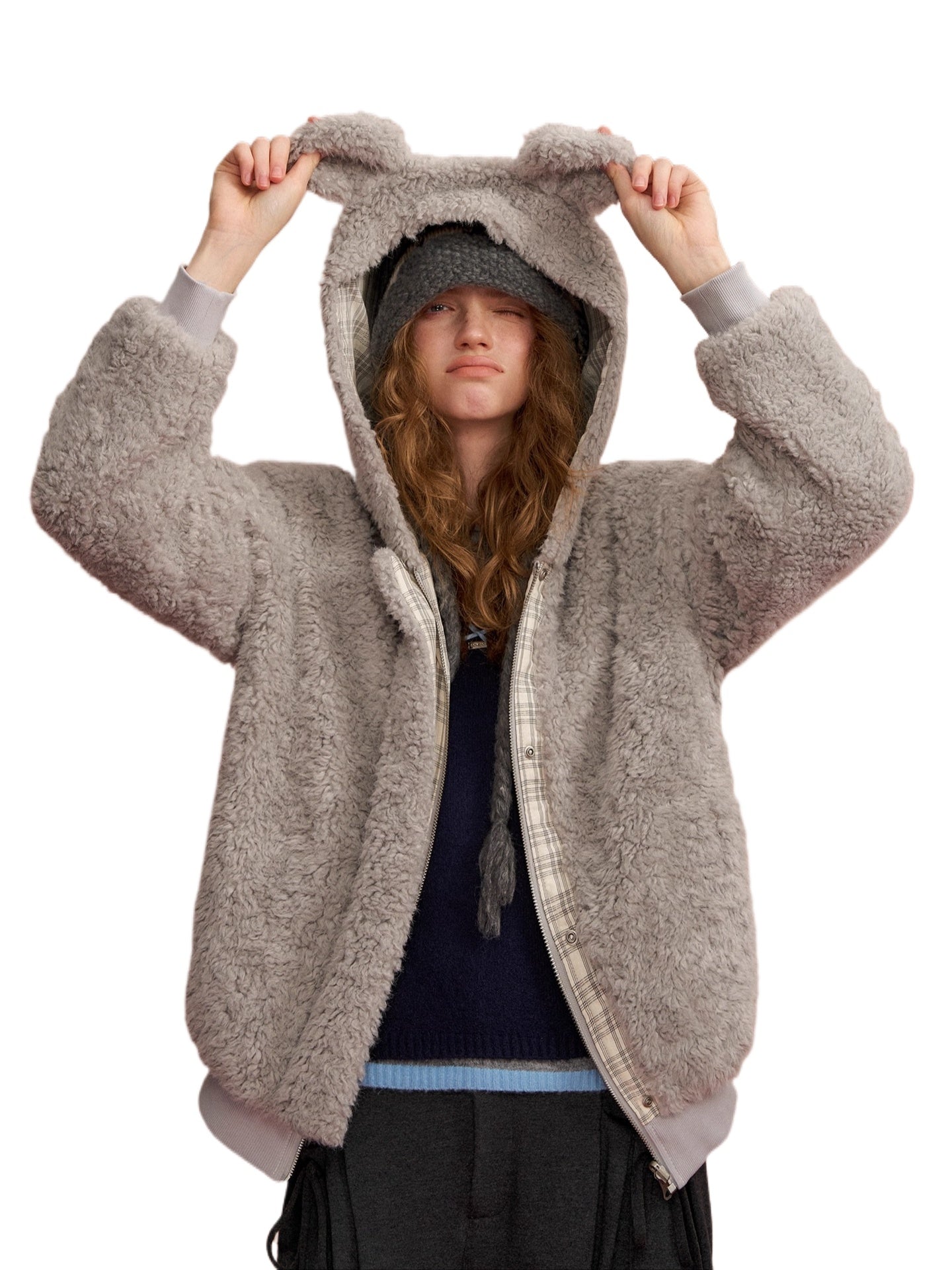 Sherpa Plaid Reversible Hooded Jacket