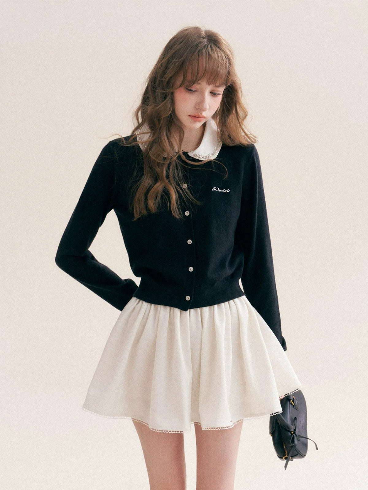 Beaded Collar Cardigan