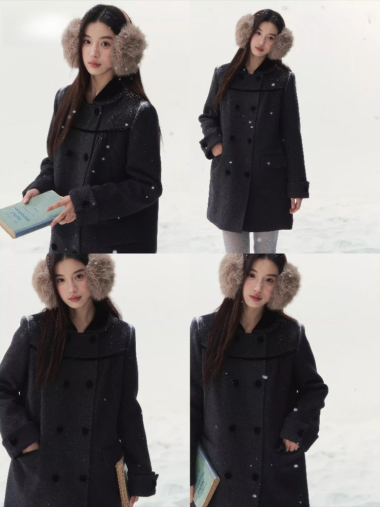 Peter Pan Collar Double-Breasted Coat