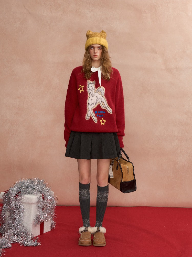 Jacquard Pony Crewneck Sweater