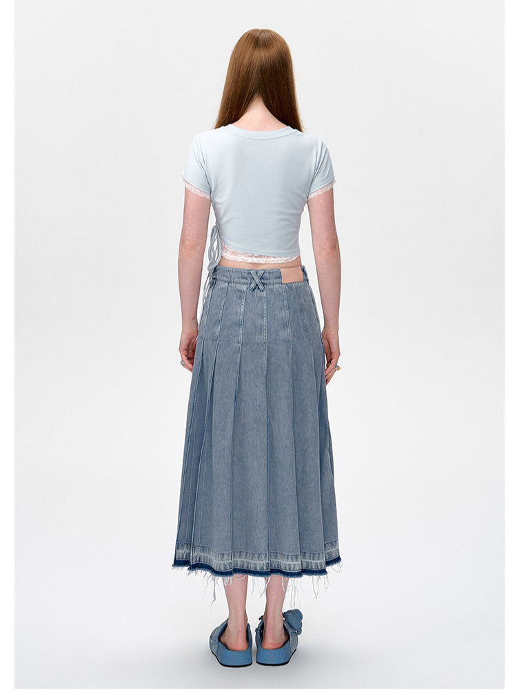 Lace Slim Fit Round-Neck Short T-Shirt