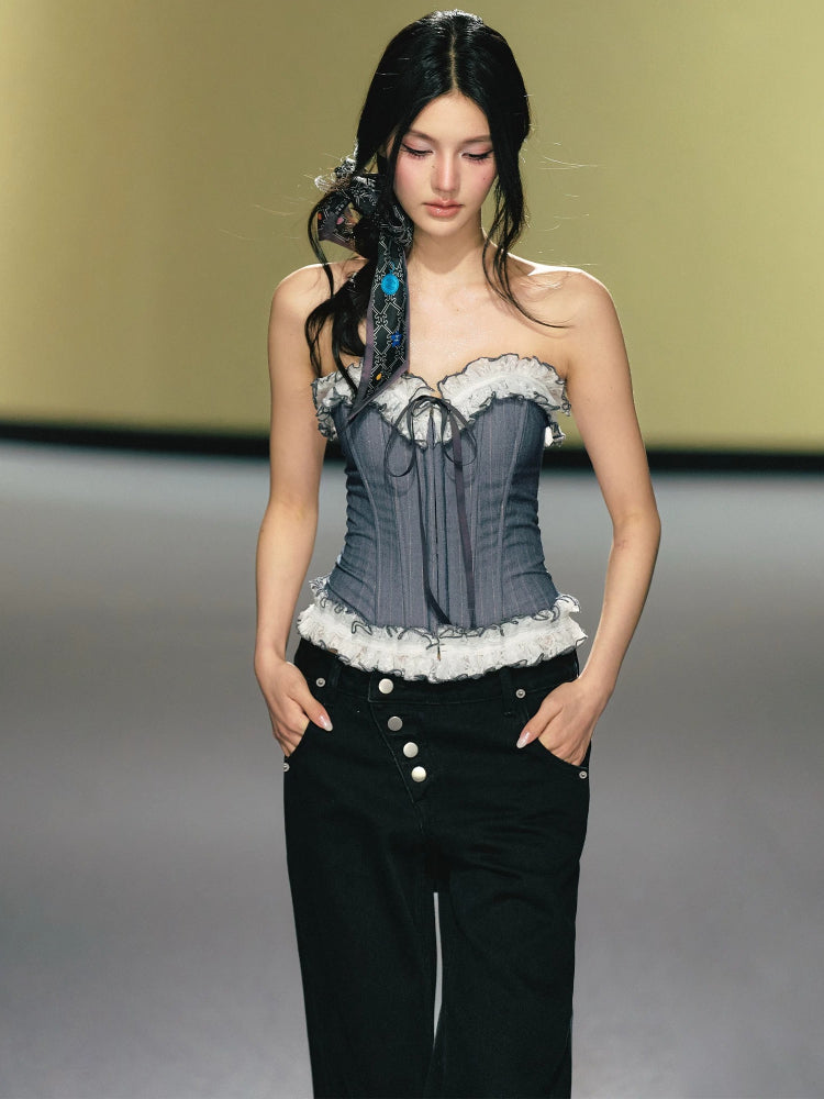 Lace Corset Tube Top