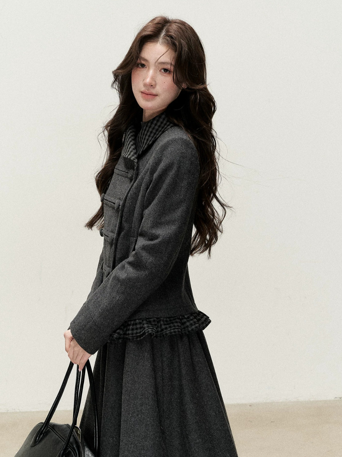 Vintage Double-Breasted Jacket & Midi Skirt Set