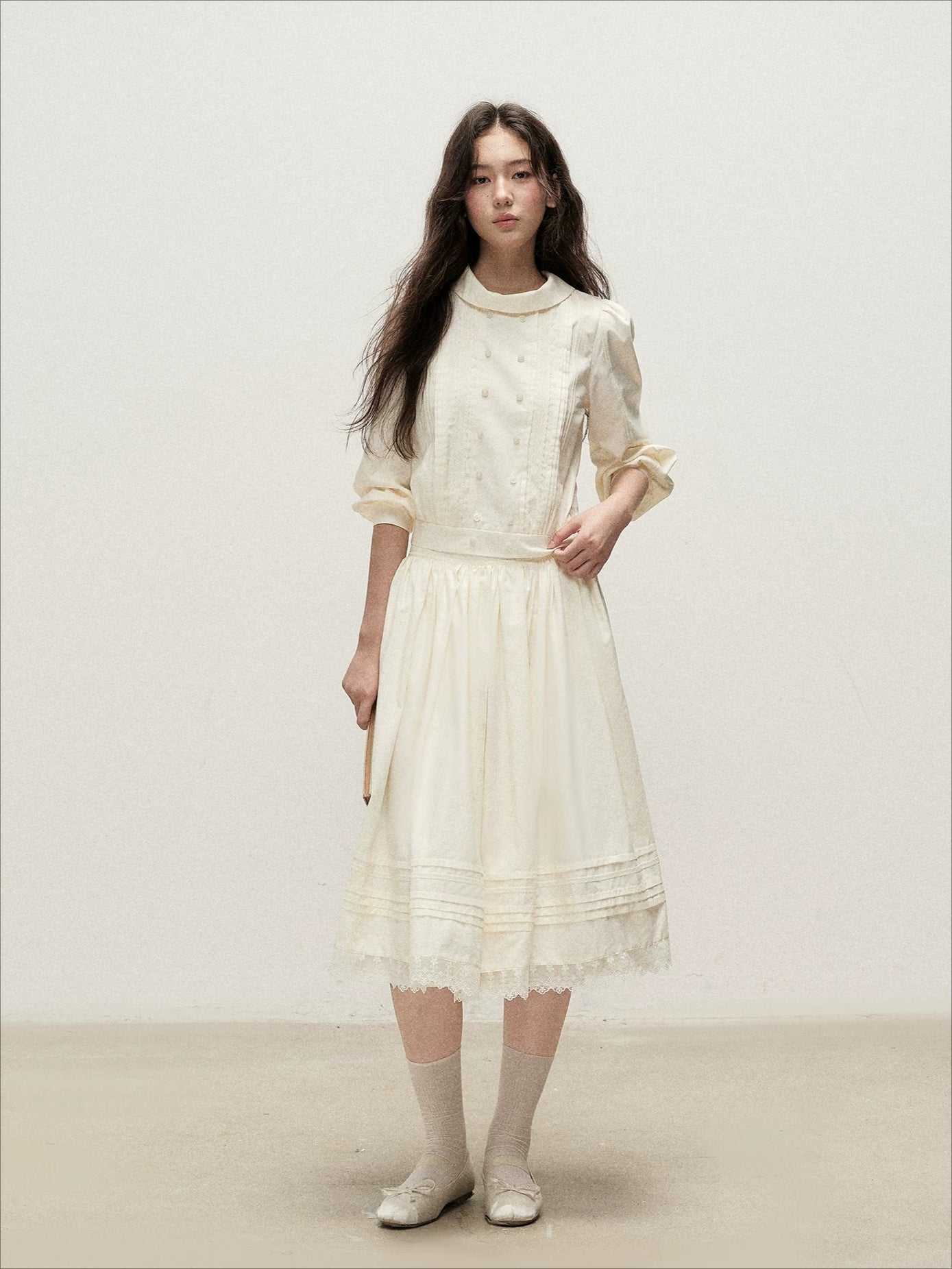 Lace Mock Neck Skirt Set